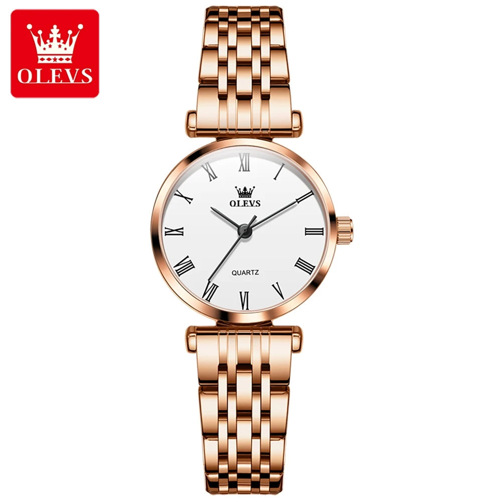 OLEVS 5592 Oem Watch Custom logo Luxury Calendar Fashion Stainless Steel Gold Classic Elegant Gift  Lovers Couple Quartz Watches