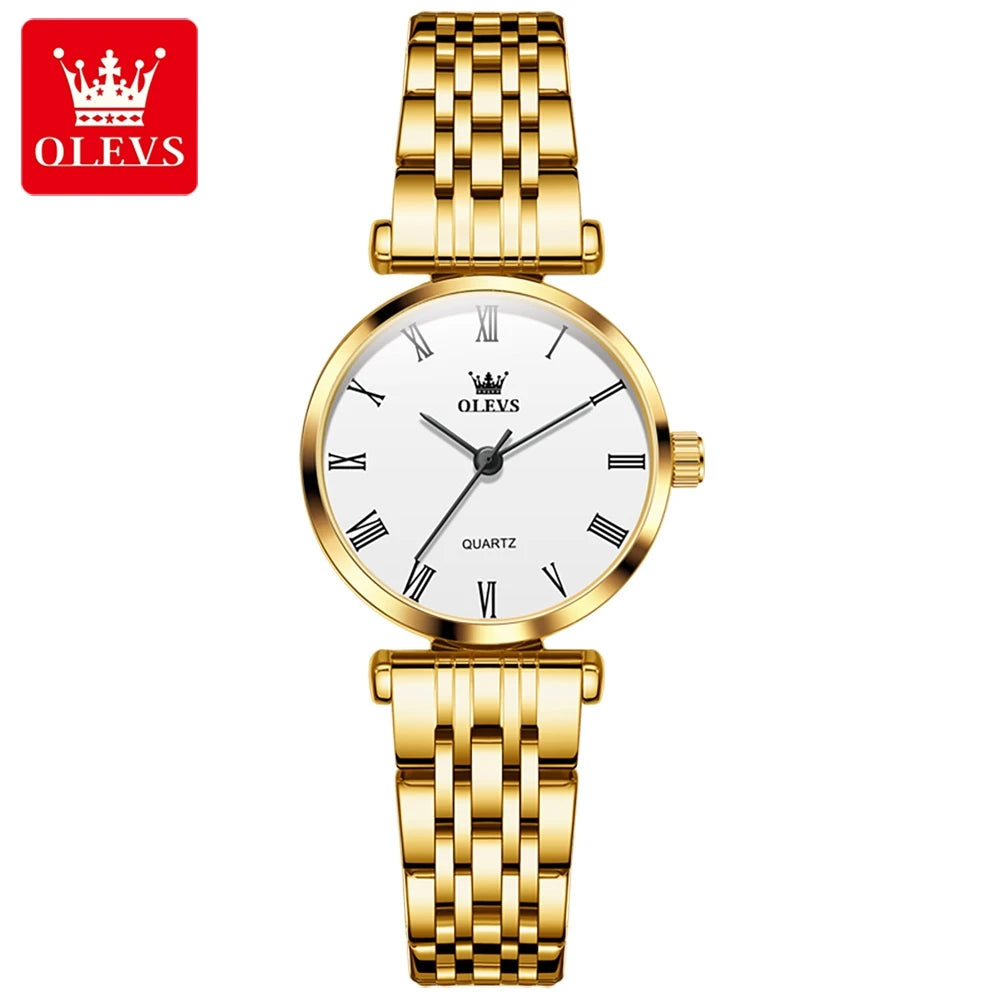 OLEVS 5592 Oem Watch Custom logo Luxury Calendar Fashion Stainless Steel Gold Classic Elegant Gift  Lovers Couple Quartz Watches