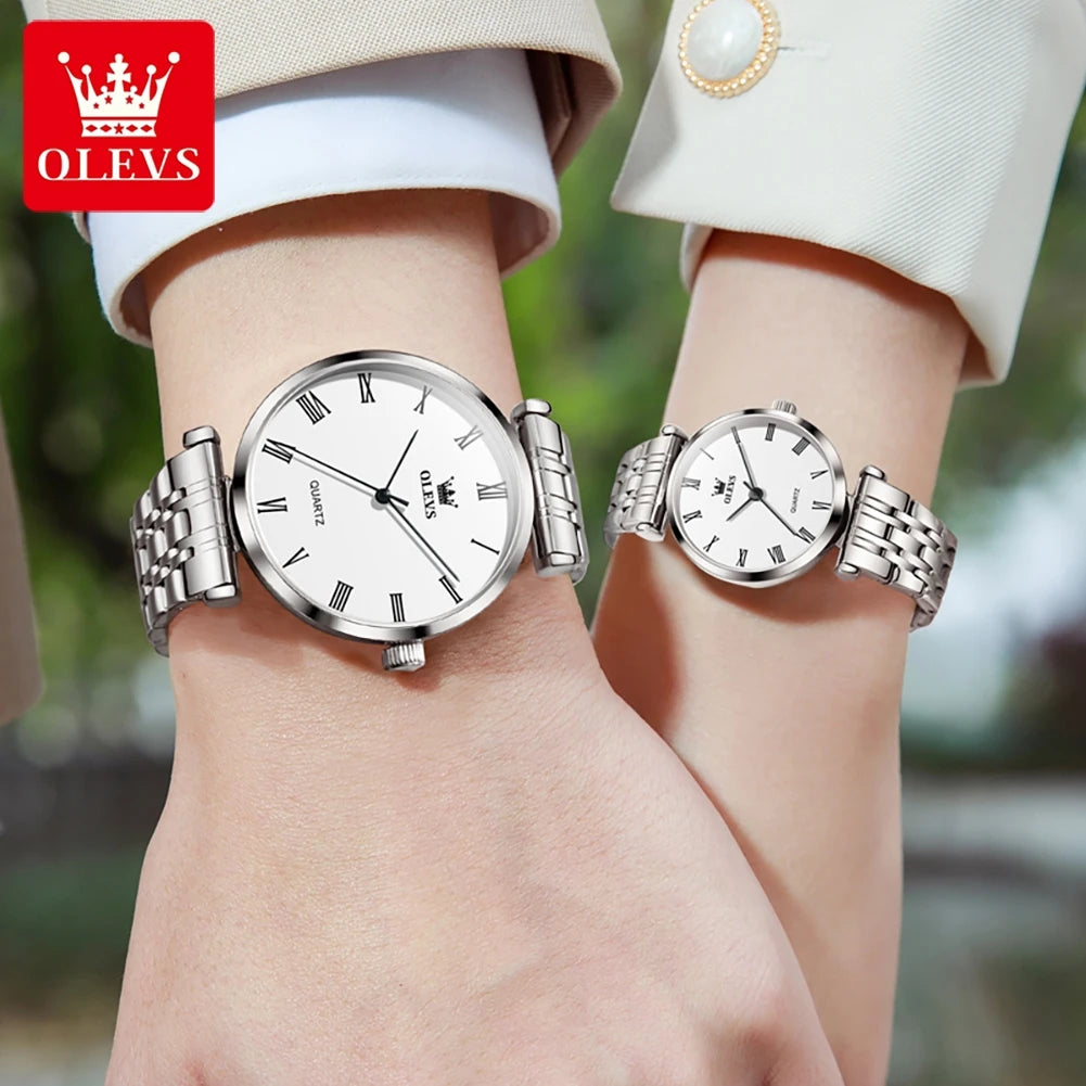 OLEVS 5592 Oem Watch Custom logo Luxury Calendar Fashion Stainless Steel Gold Classic Elegant Gift  Lovers Couple Quartz Watches