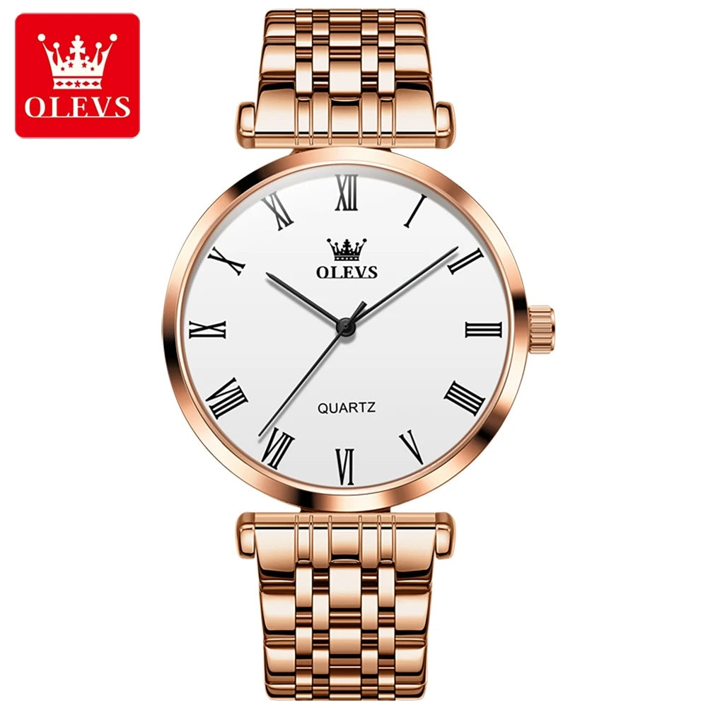 OLEVS 5592 Oem Watch Custom logo Luxury Calendar Fashion Stainless Steel Gold Classic Elegant Gift  Lovers Couple Quartz Watches