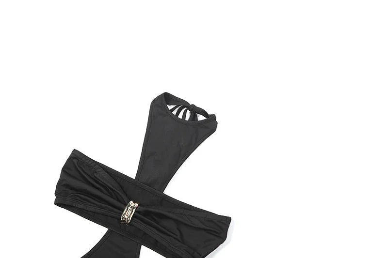 Mozision Halter Off-shoulder Sexy Maxi Dress Set Women Elegant Cut Out Sleeveless Backless Crop Top And Maxi Skirt Matching Sets